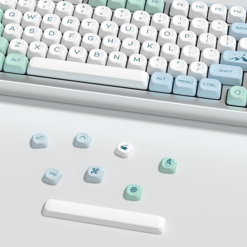 YMKPVR KBDiy Snow Mountain KOA Profile Keycaps 60 Percent,Dye-Sublimation PBT Blue Custom Keyboard Keycap,138 Keys Cap Set for Cherry Gateron MX Switches Mechanical - Image 4